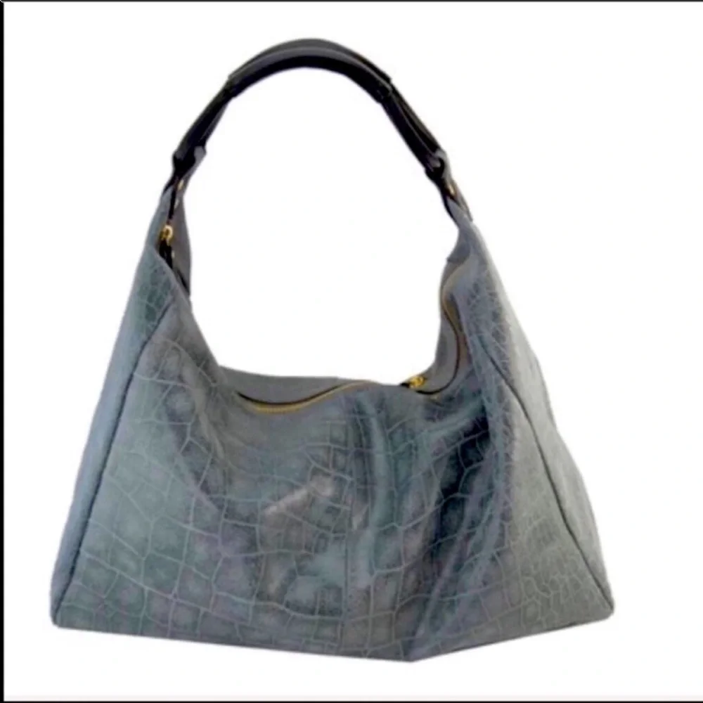 Lola Bernard Modena Croc Embossed Leather Hobo
